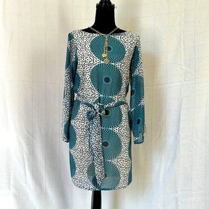 Ciel geometric dress in black, teal and white. Size small